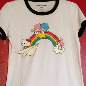 Hello sanrio ringer baby t with rainbow graphic
